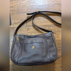 STONE CO- Leather Shoulder Bag Purse Lined Multiple Pockets 11"x8" EUC